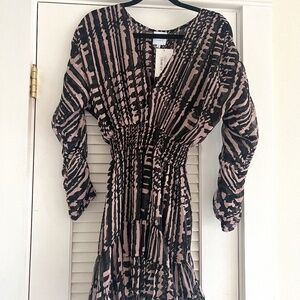 MISA Los Angeles Chiara Ruffle Mini Dress in Abstraction size medium